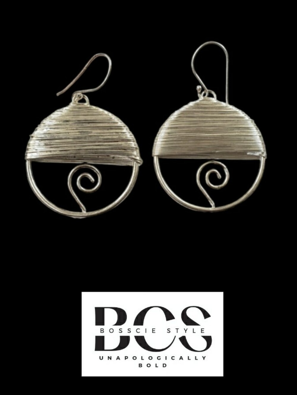 Silver Wire Wrapped Hoop Earrings Pierced